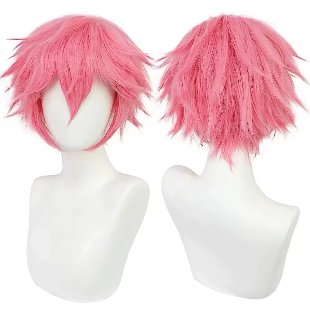 NWT cosplay pink wig short spiky ONE PIECE anime character FIRM Sakura Naruto OS